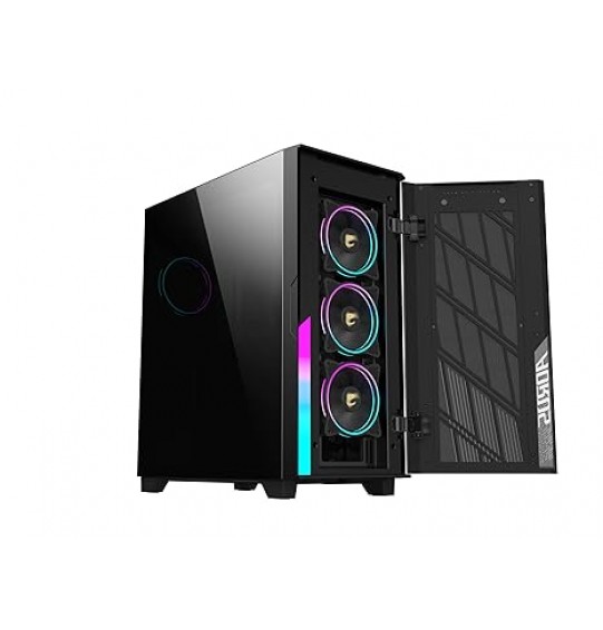 GIGABYTE AORUS C500 Glass - Black Mid Tower PC Gaming Case, Tempered Glass, USB Type-C, 4X ARBG Fans Included (GB-AC500G ST)