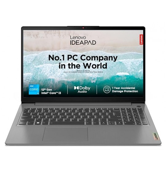 Lenovo IdeaPad Slim 3 Intel Core i3 12th Gen Processor 15.6"Screen (39.62cm) FHD Thin & Light Laptop (8GB RAM | 512GB SSD | Windows 11 | Office 2021 | 3months Game Pass | Arctic Grey | 1.63Kg), 82RK00VTIN