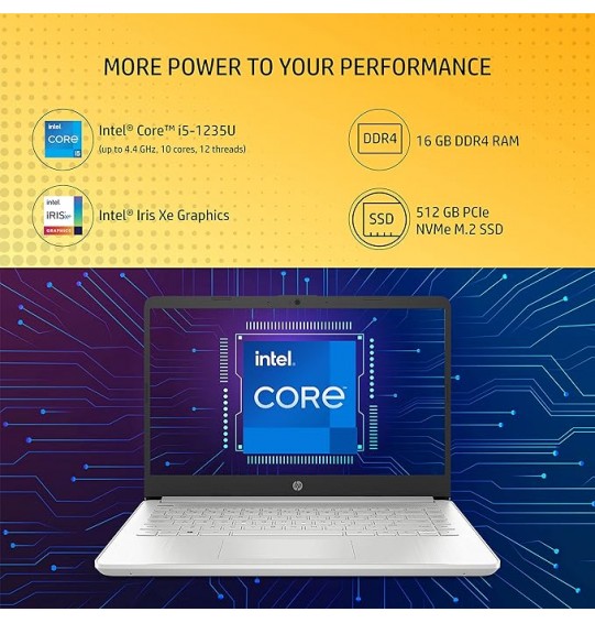 (Refurbished) HP 14s Laptop (intel Core i5 12th Gen Processor | 16GB RAM | 512GB SSD | Touch,Micro-Edge | Anti-Glare Display | Alexa | Dual Speakers | Windows 11 | Backlit KB | MSO 2021 | 1.41 Kg | ‎Natural Silver) 14-inch(35.6 cm) FHD Display