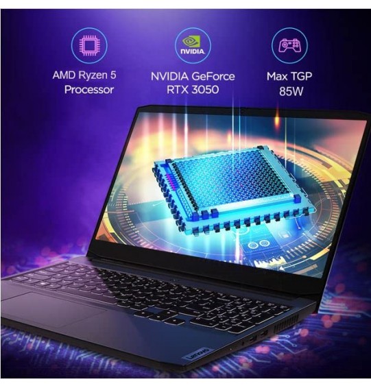 (Renewed) Ideapad Gaming 3 AMD Ryzen 5 5600H Gen Processor 15.6-inch (39.62cm) FHD IPS Gaming Laptop (8GB RAM | 512GB SSD | 4GB NVIDIA GTX 1650 | 120Hz | Windows 11 | Backlit Keyboard | Shadow Black | 2.25Kg), 82K201UEIN