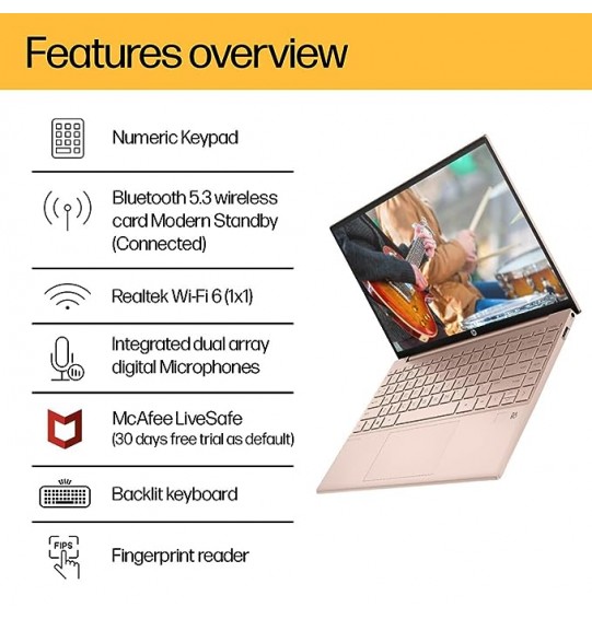 (Refurbished) HP Pavilion Aero WUXGA IPS Micro-Edge Laptop (AMD Ryzen 7 7735U Gen Processor | 16GB RAM | 1TB SSD | AMD Radeon Graphics | Windows 11 | MSO | Backlit Keyboard | B&O | FPR | Alexa | Rose Gold | 970 Grams) 3.3 inch(33.8cm) Display