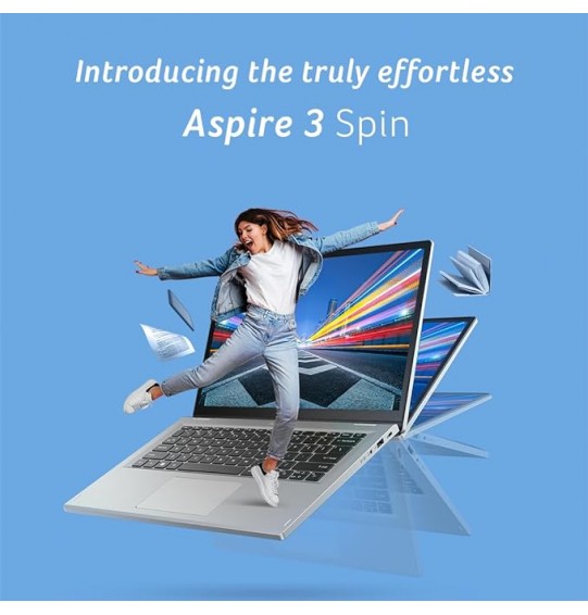 Acer Aspire 3 Spin 14 2-in-1 Convertible Laptop with Intel Core i3-N305 Processor (Windows 11 Home | 8 GB RAM | 512 GB SSD | AES Pen Solution | MSO) A3SP14-31PT | Multi-Touch WUXGA Display | 1.54 KG | Pure Silver 