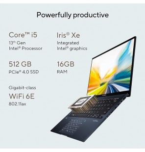 ASUS Zenbook 14 OLED (2023), Intel Core i5-1340P 13th Gen Processor, 14" (35.56 cm) 2.8K 90Hz OLED Screen, Thin & Light Laptop (16GB RAM | 512GB SSD | Iris Xe | Windows 11 | Office 2021 | 75W Battery | Blue | 1.39 kg), UX3402VA-KN541WS