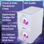 ZEBRONICS New Launch Leon PRO Premium Gaming Cabinet/Case, Mini-Tower, Supports mATX | ITX, 3 Pre-Installed RGB Fans, Side Tempered Glass, USB 3.0, Magnetic Dust Filter (White) - Image 2