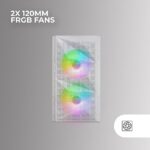 Mars Gaming MC-ME White, Compact MicroATX Gaming Case, Full Side Window Tempered Glass, Geometric Total-Mesh Front Design, 2x FRGB 120mm Fans - Image 4