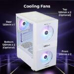 ZEBRONICS New Launch Leon PRO Premium Gaming Cabinet/Case, Mini-Tower, Supports mATX | ITX, 3 Pre-Installed RGB Fans, Side Tempered Glass, USB 3.0, Magnetic Dust Filter (White) - Image 4
