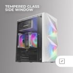 Mars Gaming MC-ME White, Compact MicroATX Gaming Case, Full Side Window Tempered Glass, Geometric Total-Mesh Front Design, 2x FRGB 120mm Fans - Image 3