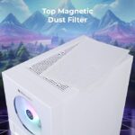 ZEBRONICS New Launch Leon PRO Premium Gaming Cabinet/Case, Mini-Tower, Supports mATX | ITX, 3 Pre-Installed RGB Fans, Side Tempered Glass, USB 3.0, Magnetic Dust Filter (White) - Image 6