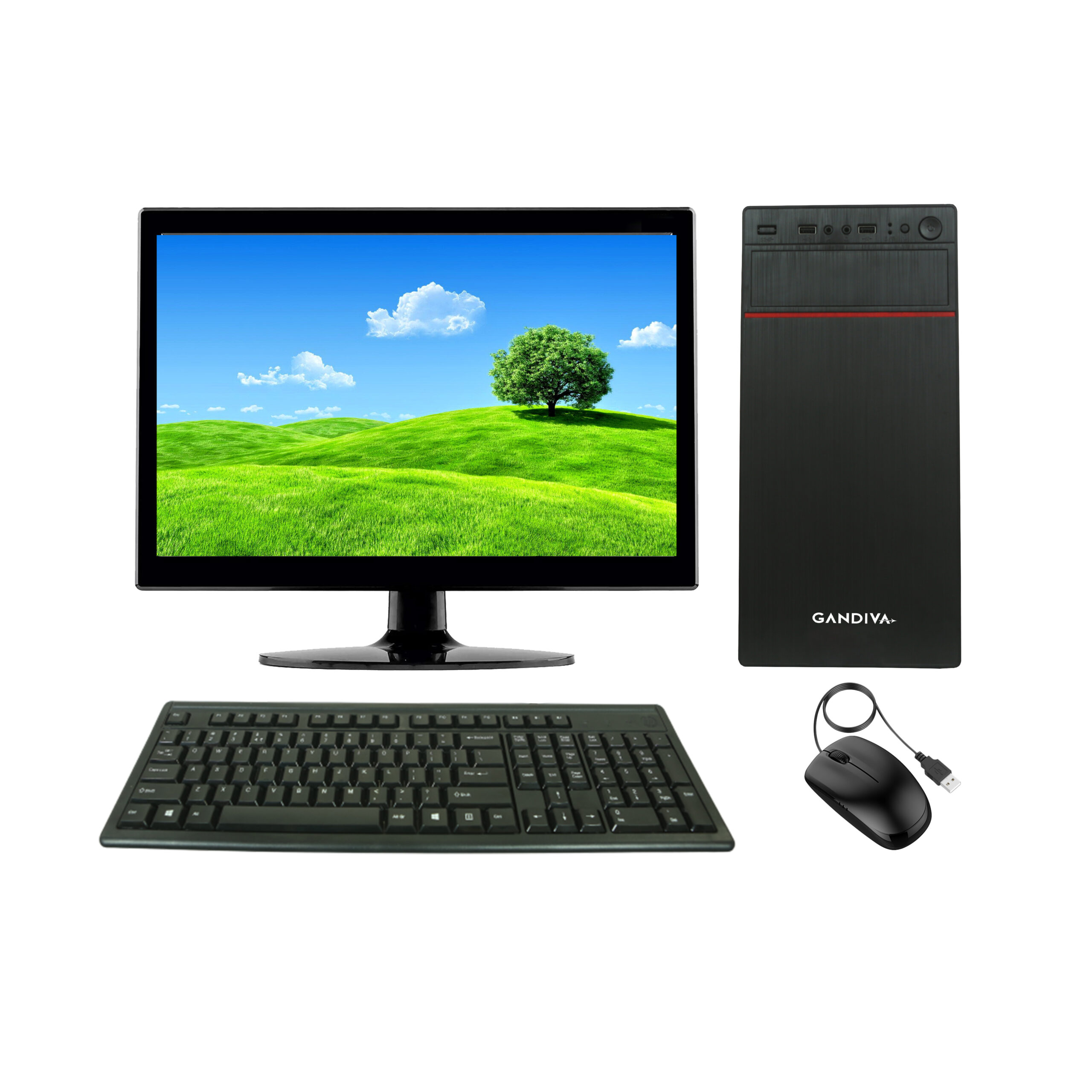 C2D.jpg Gandiva Desktop Computer (Core 2 Duo CPU | 4GB DDR2 RAM | 1TB HDD | DVD Drive | 15.6” Monitor | USB KB & Mouse) Windows 7 & MS Office (Trail Version) and Antivirus (Free Version) Pre-Installed - Image 1