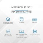 Dell Inspiron 3511 Laptop, (Intel Core i3-1115G4 Gen Processor | 8GB RAM DDR4 | 512GB SSD Card | Windows 11 + MSO'21 | 15.6"Screen (39.62cm) FHD, 3 Sided Narrow Border Design with FHD display | 15 Month McAfee | Carbon Black | 1.8kg - Image 4