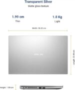 ASUS Core i3 11th Gen Processor - (8 GB RAM | 256 GB SSD | Windows 11 Home) X515EA-EJ312WS Thin and Light Laptop (15.6 inch Screen, Transparent Silver, 1.80 kg, with MS Office) - Image 3